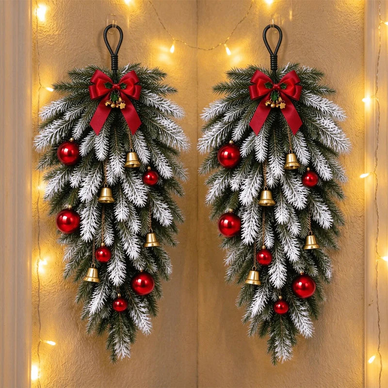 Artificial Pine Cone Wreath — Decorative Rattan Wall Hanging for Holiday Decor