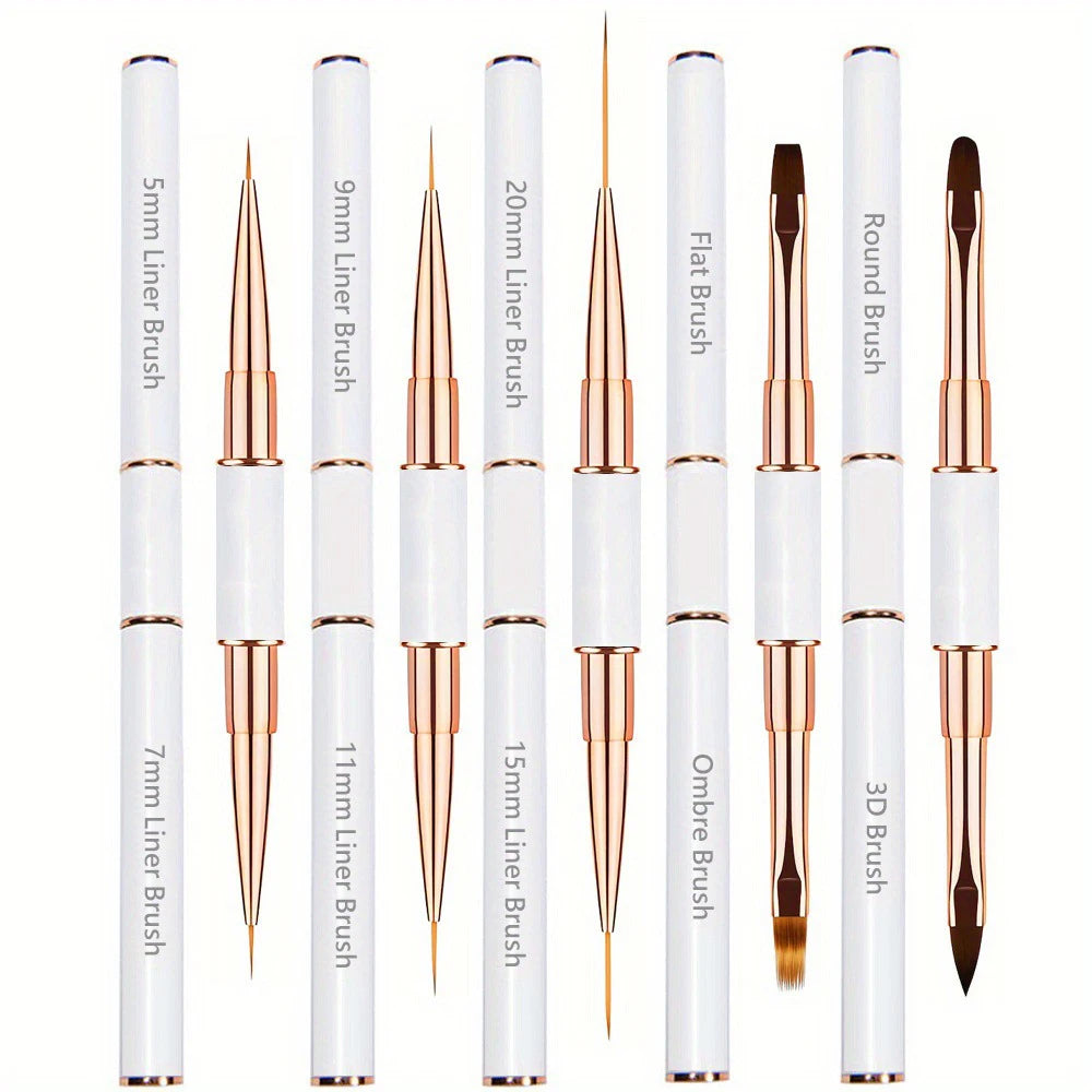 Professional 5-Piece Nail Art Brush Set — Dual-Ended Tools for Gel & 3D Designs