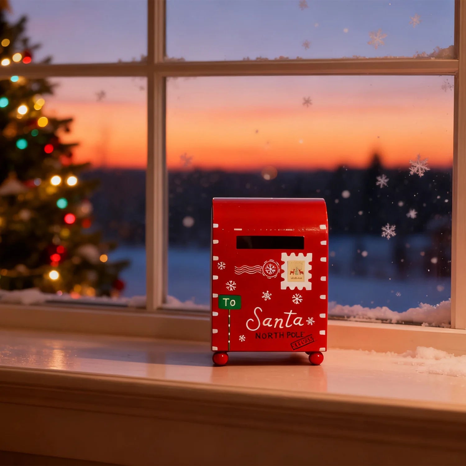 Christmas Santa Mailbox Decor — Metal North Pole Express Mail Box