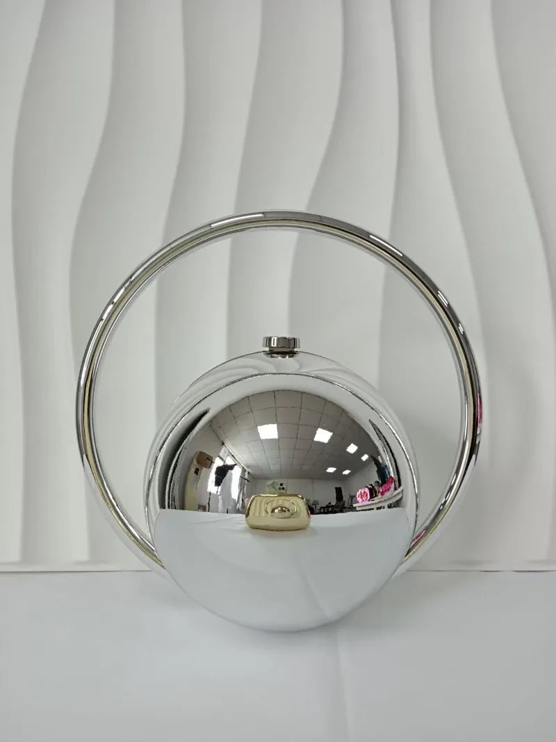 miflame Elegant Spherical Evening Clutch — Marble Texture Handbag with Electroplated Handle