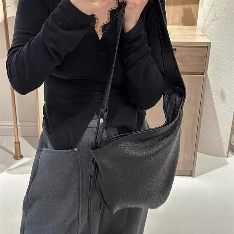 Women's Quilted PU Leather Shoulder Bag — Asymmetric Textured Crossbody
