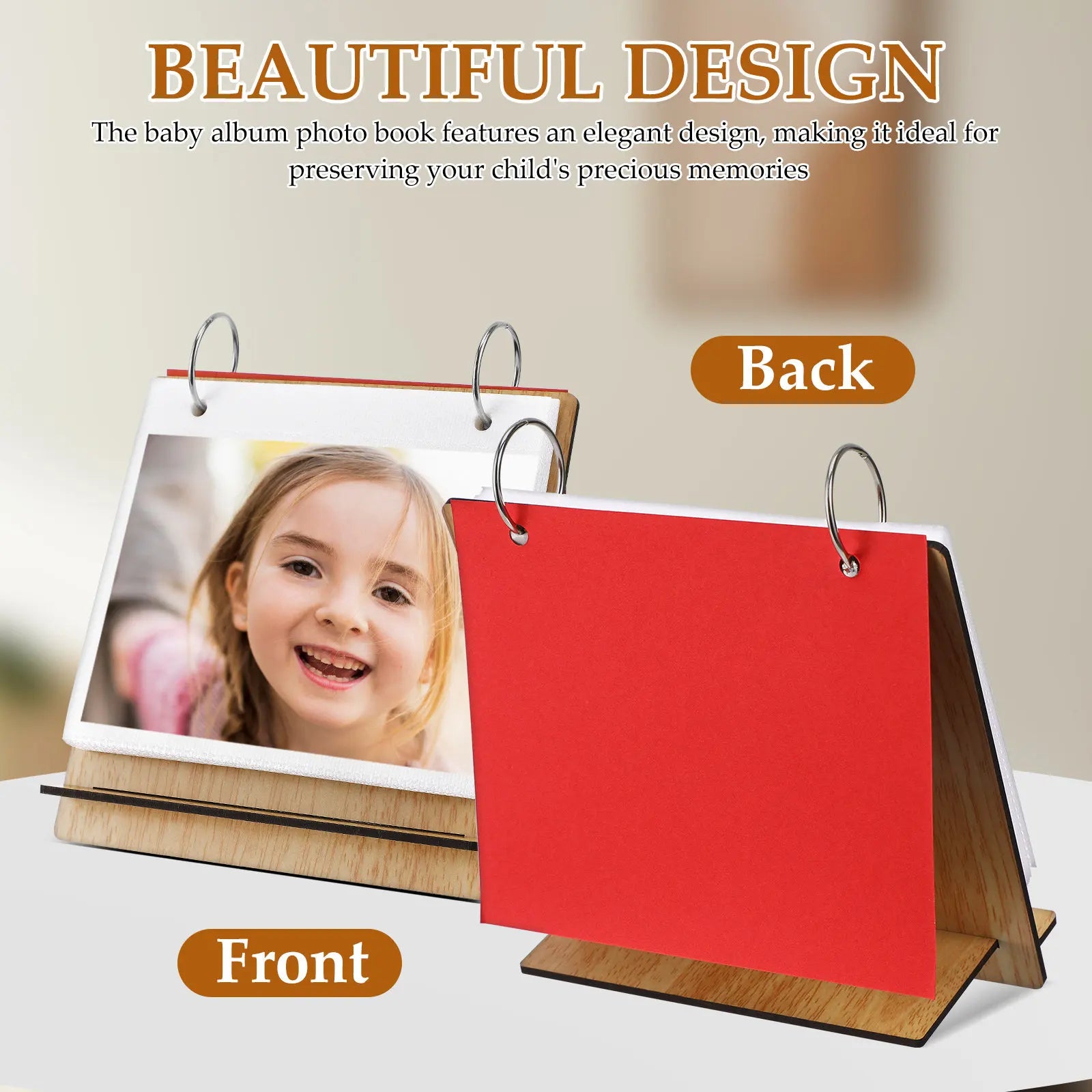 NICEXMAS Baby Growth Photo Album — Wooden Memory Organizer for First Year