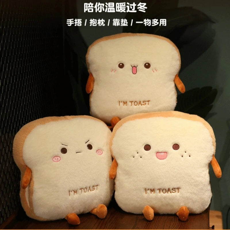 Plush Toast Hand Warmer Pillow — Soft Winter Nap Accessory