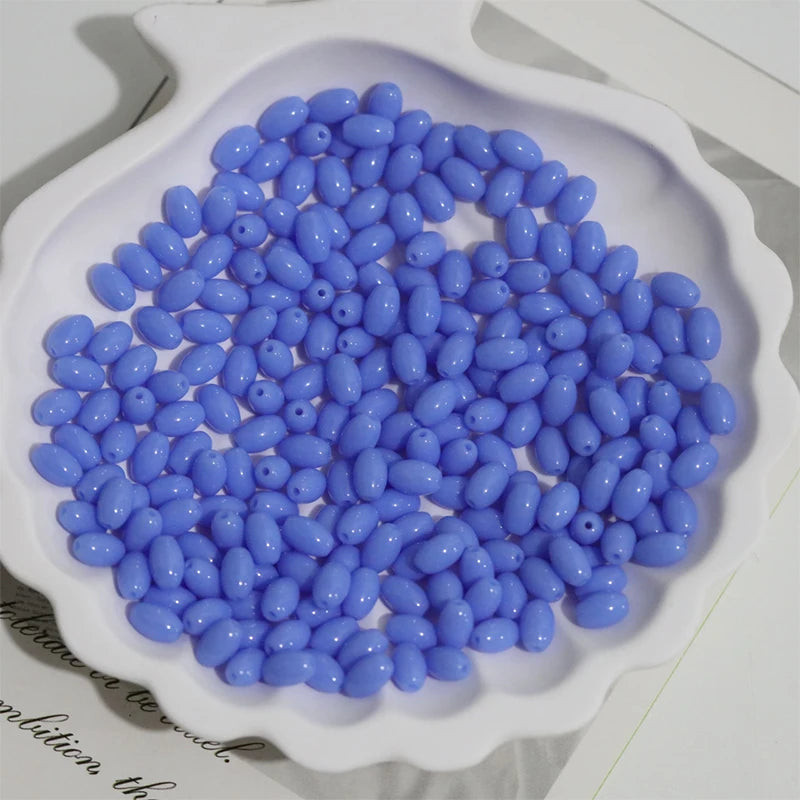 Oval Glass Rice Spacer Beads — Solid Color Jewelry Making Supplies