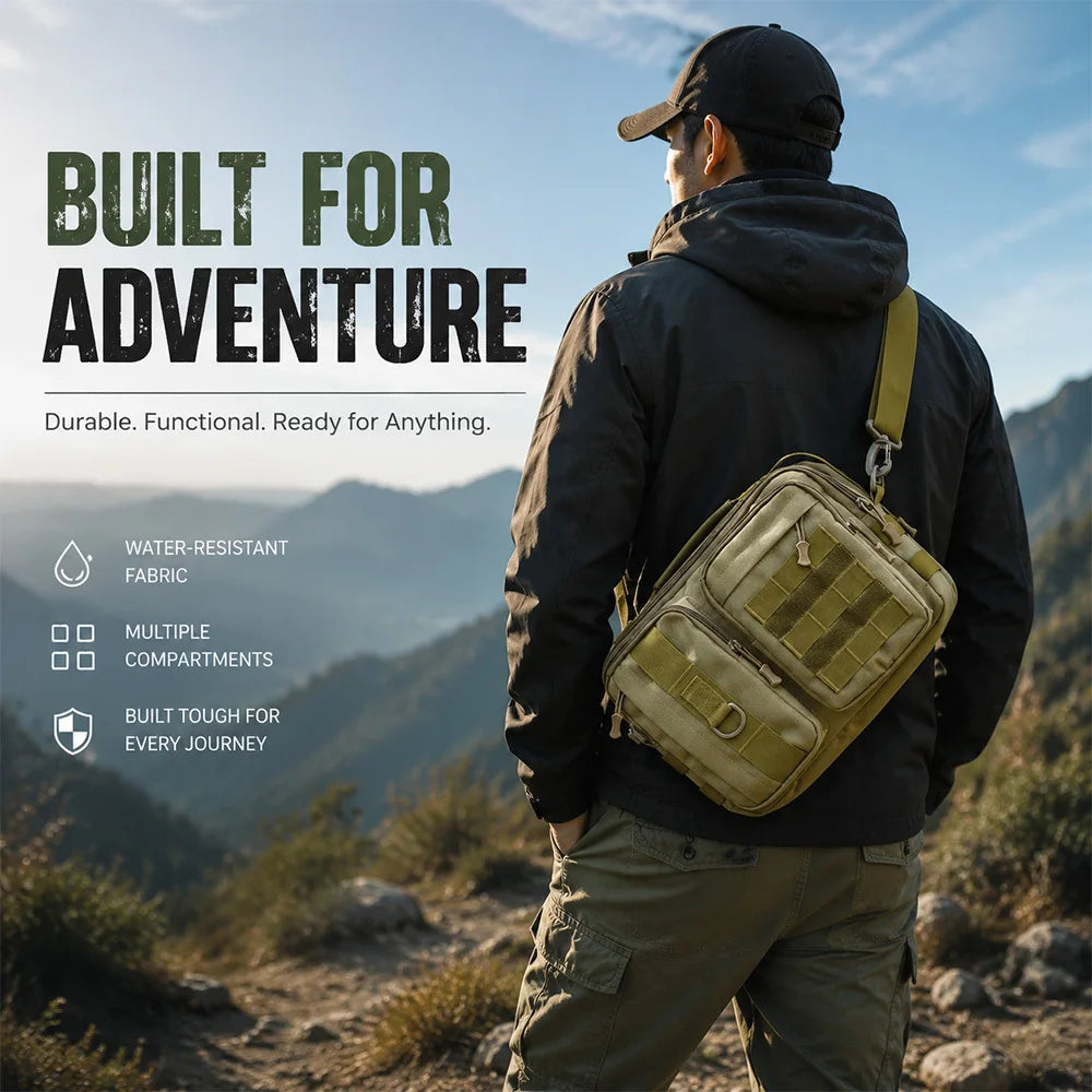 Tactical Shoulder Sling Bag — Durable Nylon Crossbody for Outdoor Adventures
