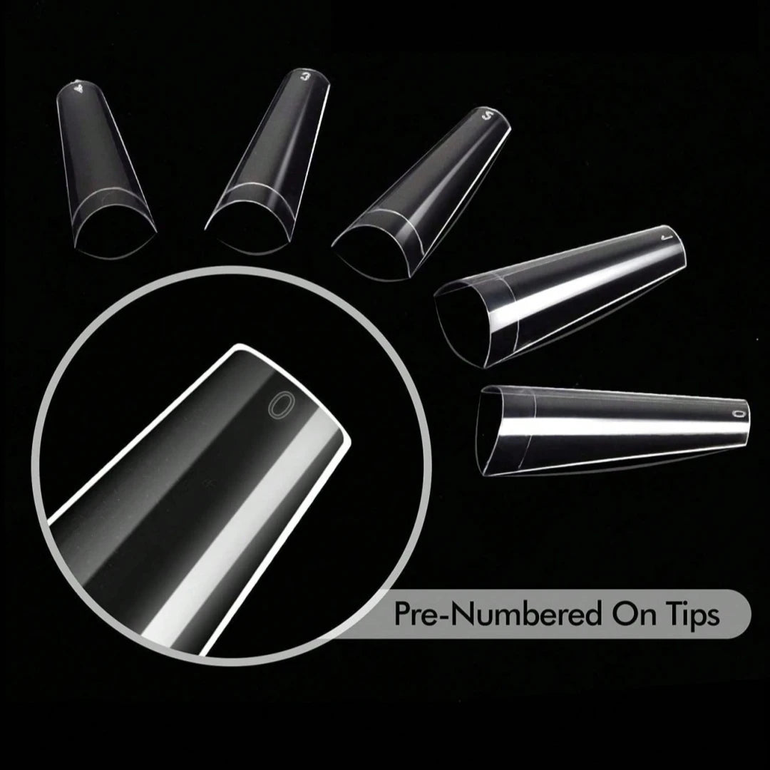Half Cover Coffin Nail Tips — Professional French Style Acrylic Tips