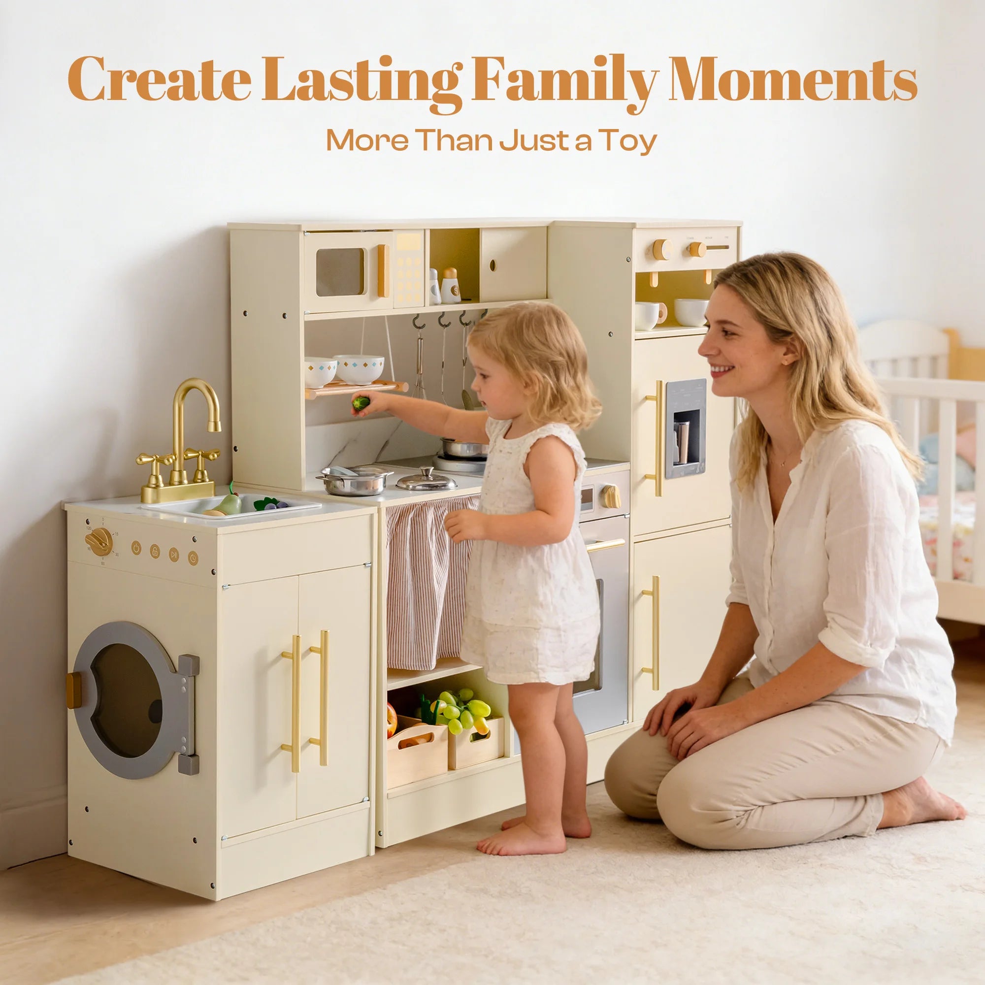 Robud Wooden Play Kitchen Set — L-Shaped Pretend Play Station