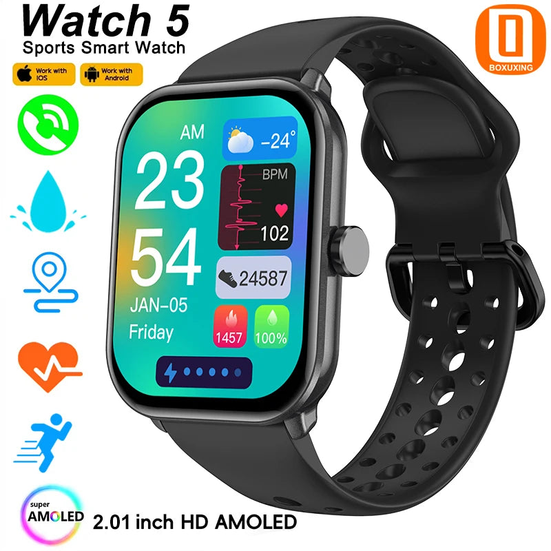 BOXUXING Smart Watch 5 — HD AMOLED Display & Bluetooth Calling