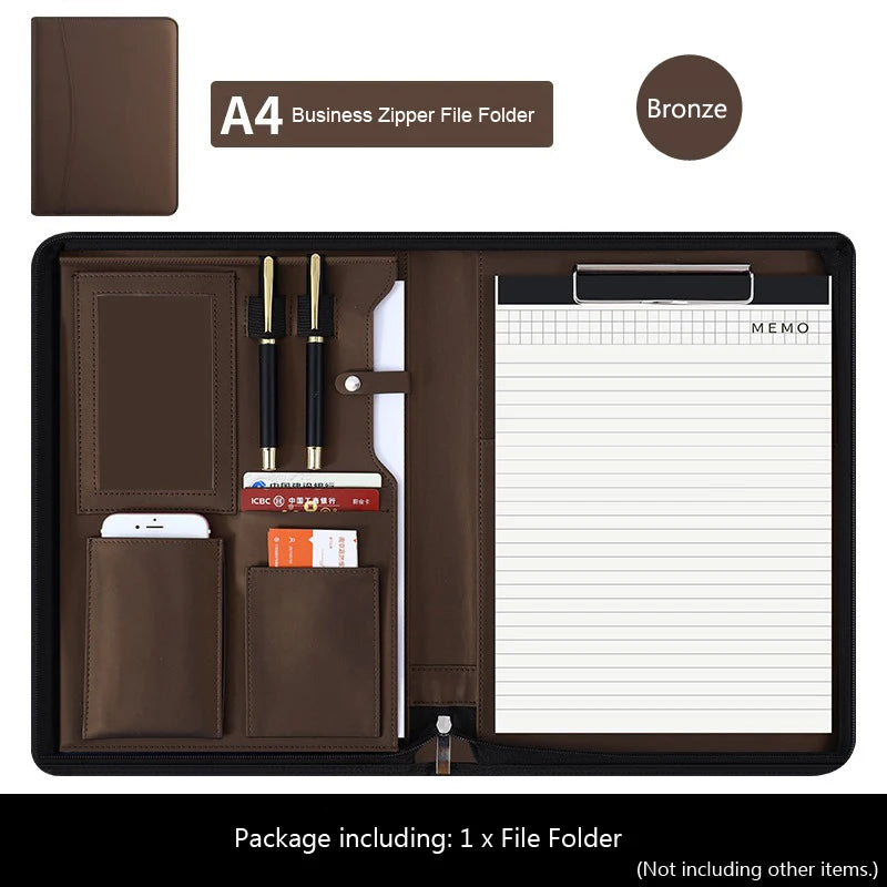 Folderix Multifunctional Leather Business Portfolio — A4 Document Organizer