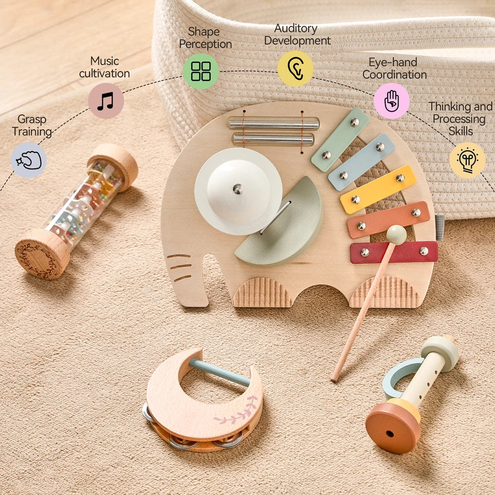 Wooden Montessori Xylophone Toy — Educational Musical Percussion Instrument