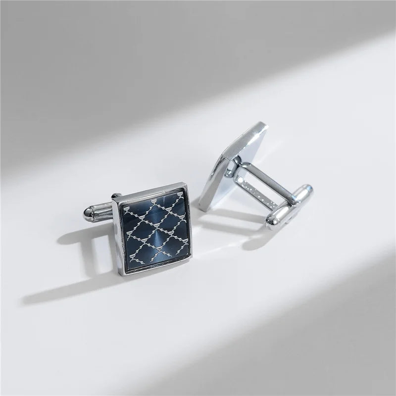 UJOY Luxury Copper Cufflinks — Elegant Round and Square Men's Jewelry Set