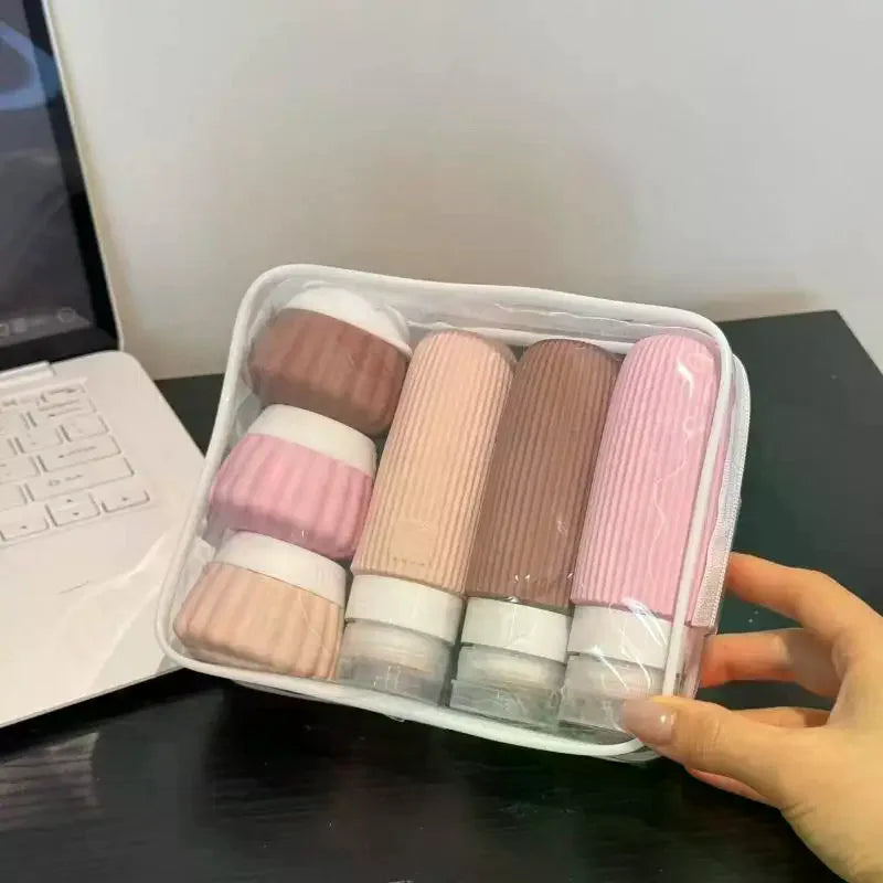 Silicone Travel Toiletry Bottle Set — Leak-Proof Containers With Clear Pouch