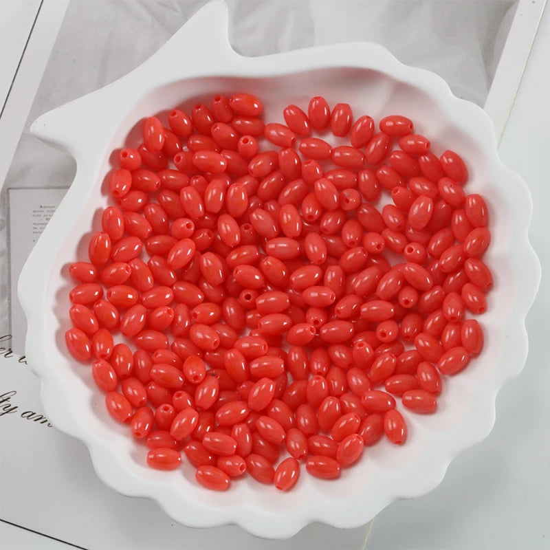 Oval Glass Rice Spacer Beads — Solid Color Jewelry Making Supplies