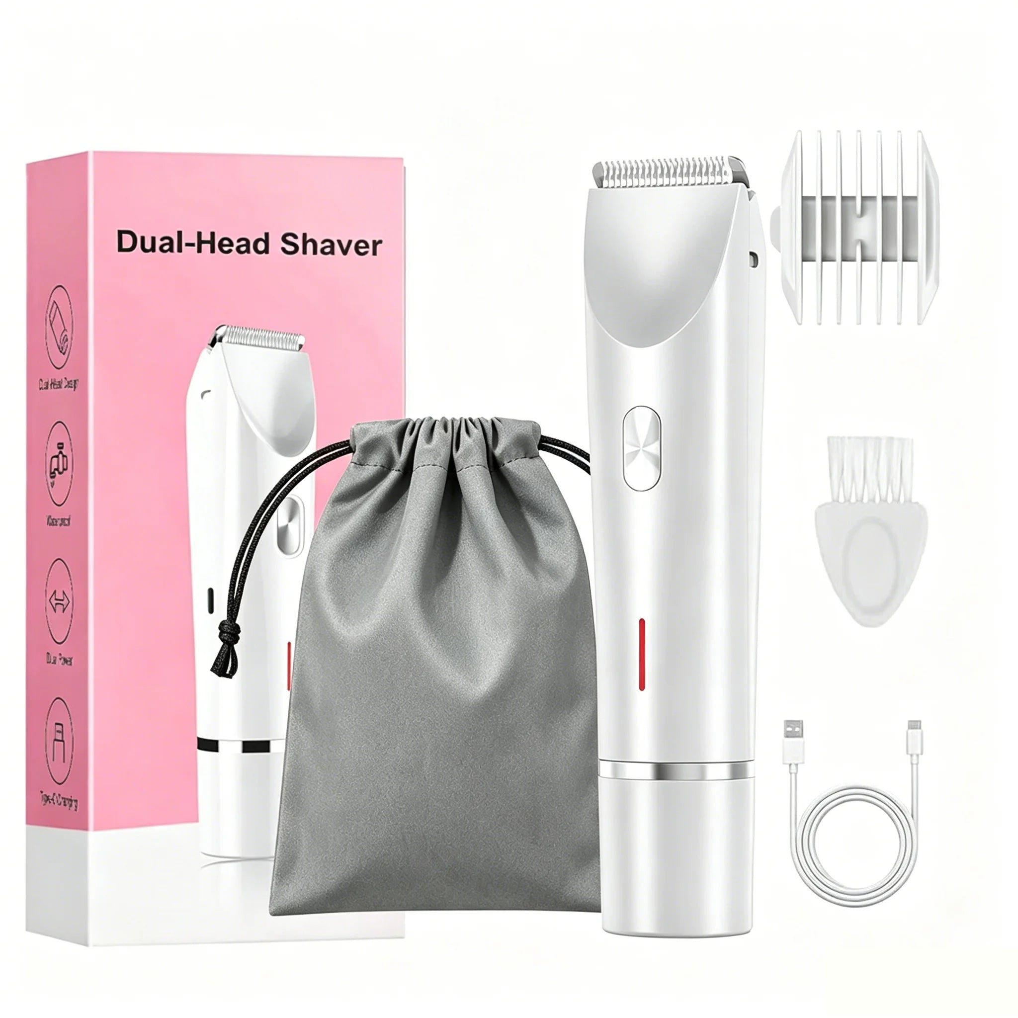 Electric Women's Shaver — Dual Head Body Epilator for Bikini and Underarms