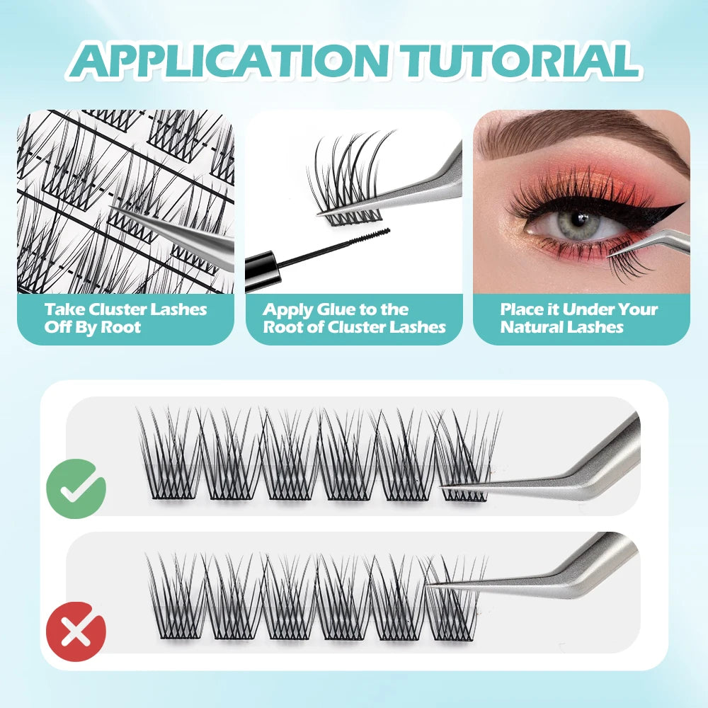 DIY Cluster Eyelashes — Natural Look False Lash Extensions, 60 Pieces