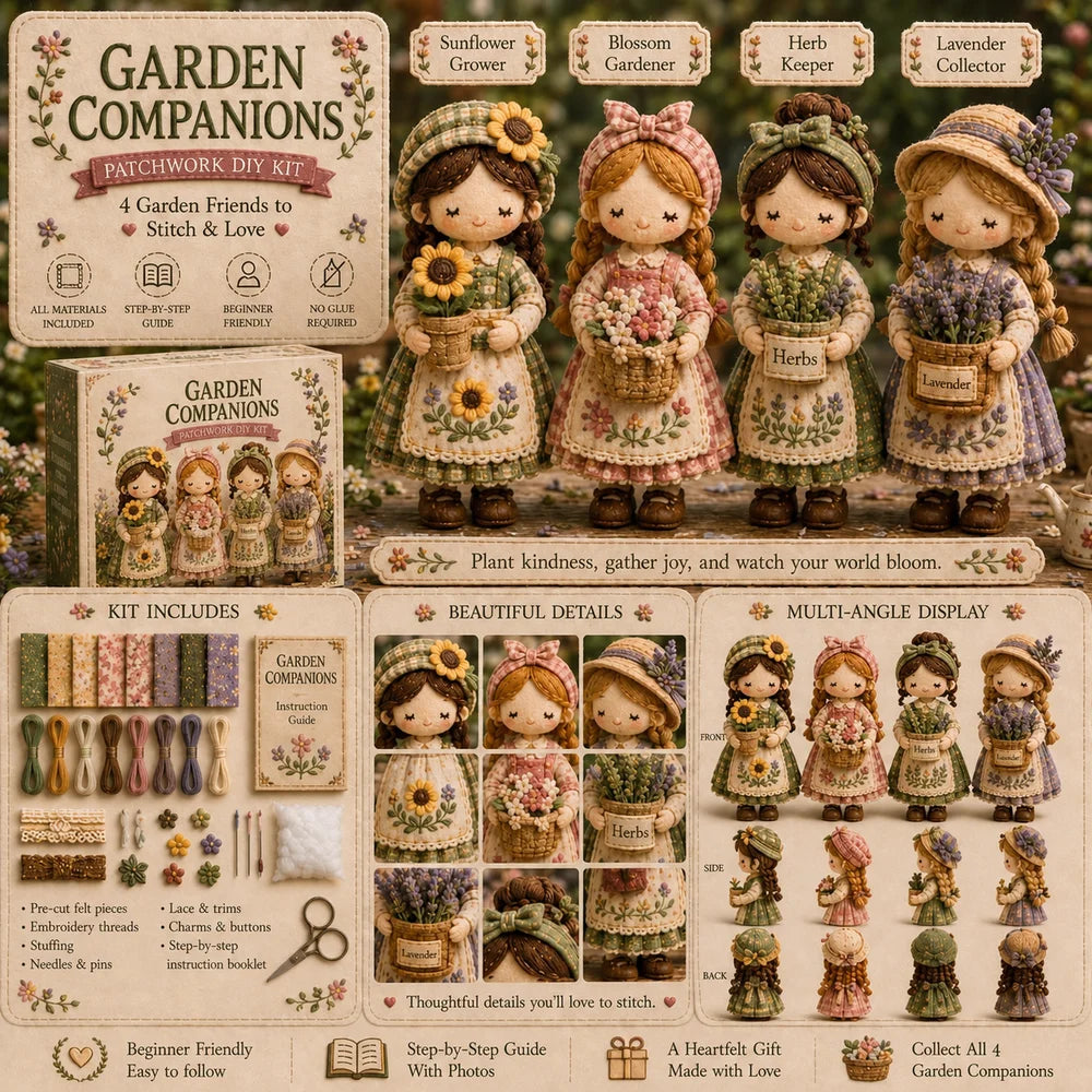 Patchwork DIY Felt Doll Making Kit — Beginner Friendly Craft Set