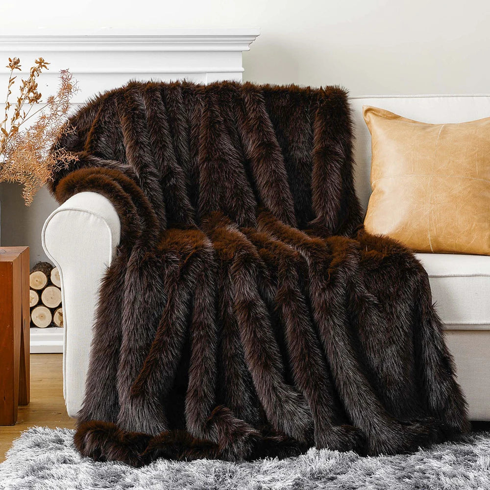 BATTILO Faux Fur Throw Blanket — Luxury Soft Mink Blanket for Bed and Sofa