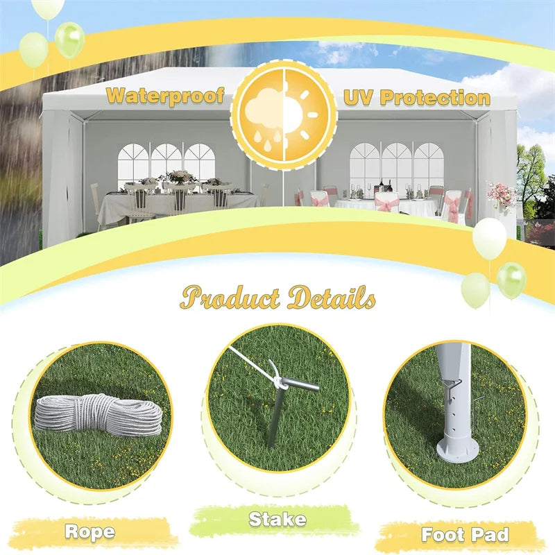 Tooluck Outdoor Party Tent — Waterproof Gazebo with Removable Sidewalls