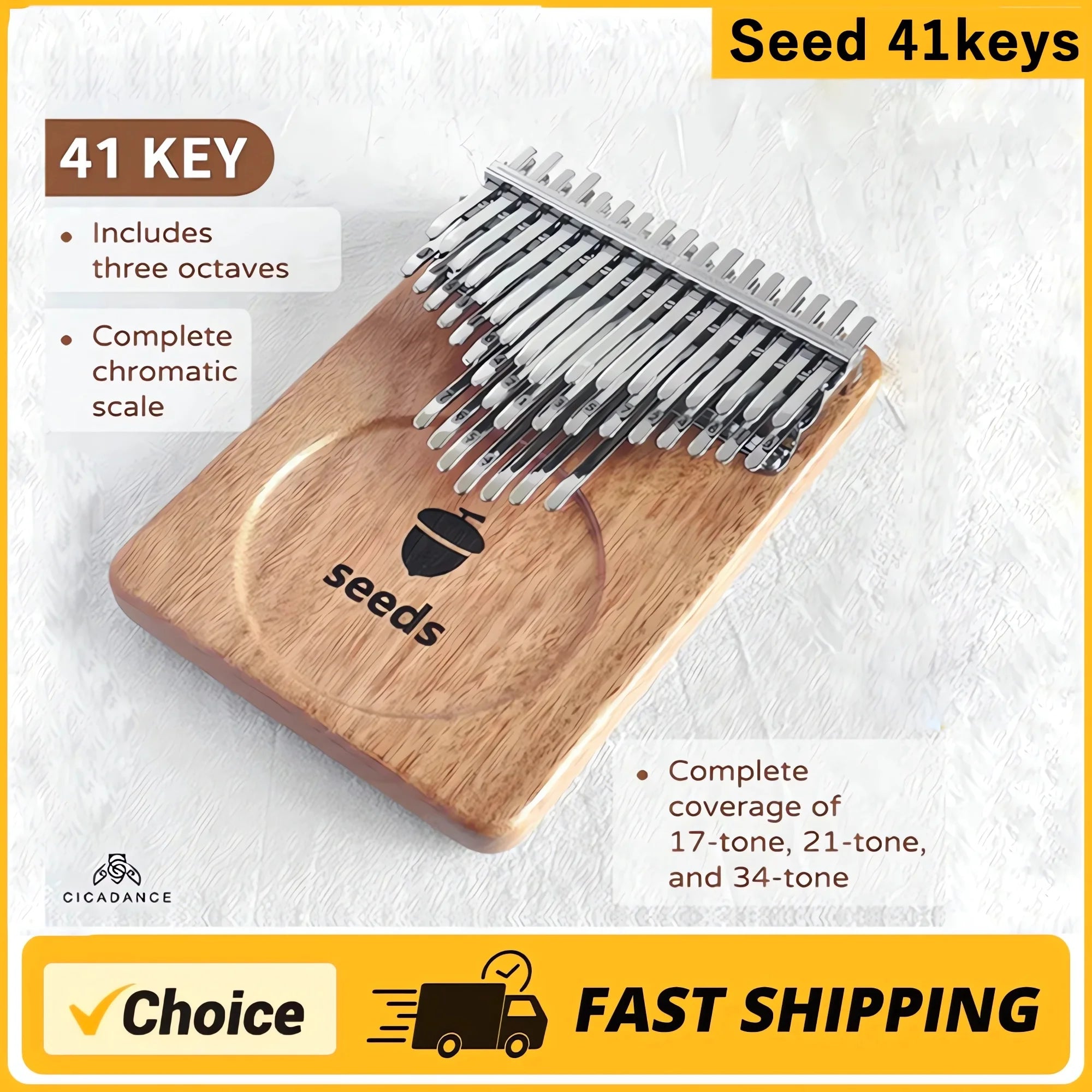 M-VAVE Chromatic Kalimba — 41 Key Professional Okoume Wood Thumb Piano