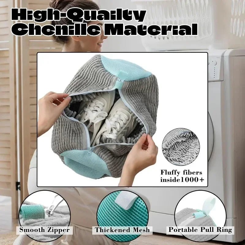 Machine Washable Shoe Laundry Bag — Durable Polyester Protector with Adjustable Strap