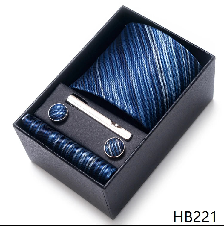 VanGise Men's Necktie Set — Business Tie, Cufflinks, and Pocket Square Kit