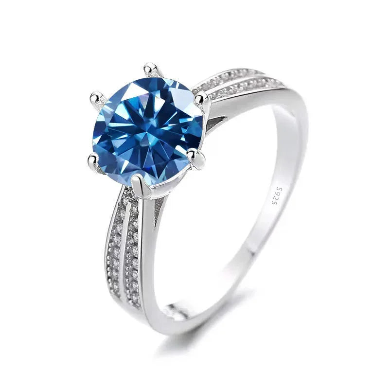 Moissanite Sterling Silver Ring — Classic Round Cut Engagement Jewelry