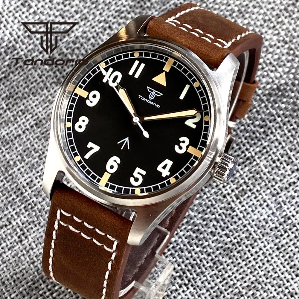 Tandorio Men's Automatic Dive Pilot Watch — 39mm Stainless Steel & Sapphire Crystal