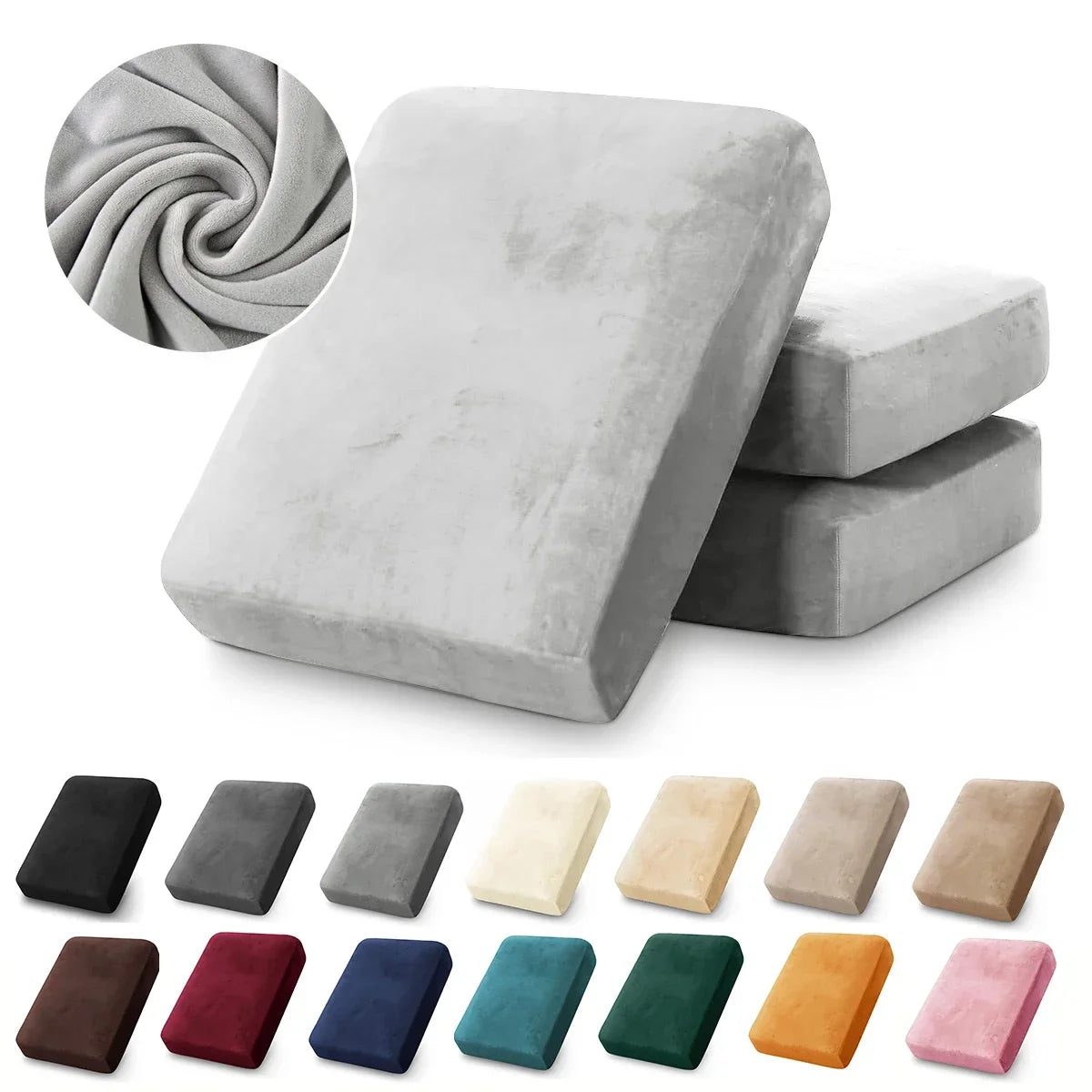 Plush Velvet Sofa Cushion Covers — Soft Stretch Furniture Protector