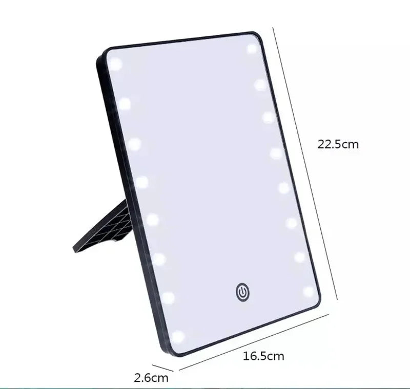 LED Lighted Makeup Mirror — Portable Desktop Cosmetic Tool with Touch Dimming