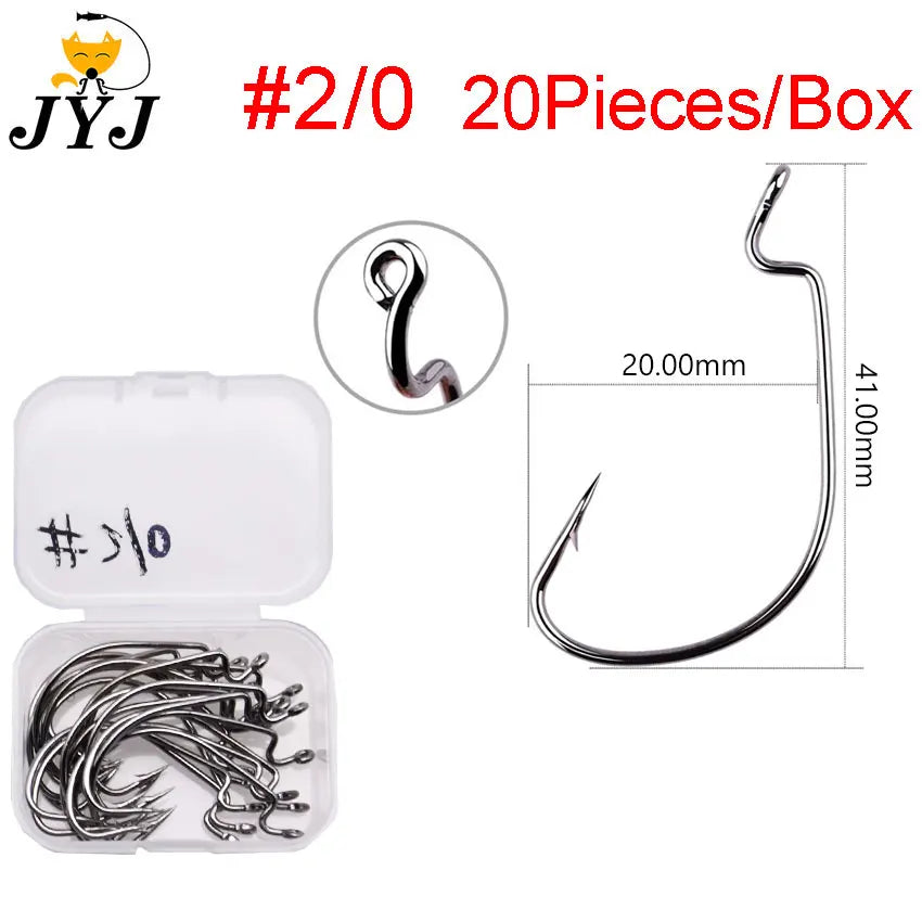 JYJ High Carbon Steel Offset Worm Hooks — Super Slide Fishhooks for Texas Rig
