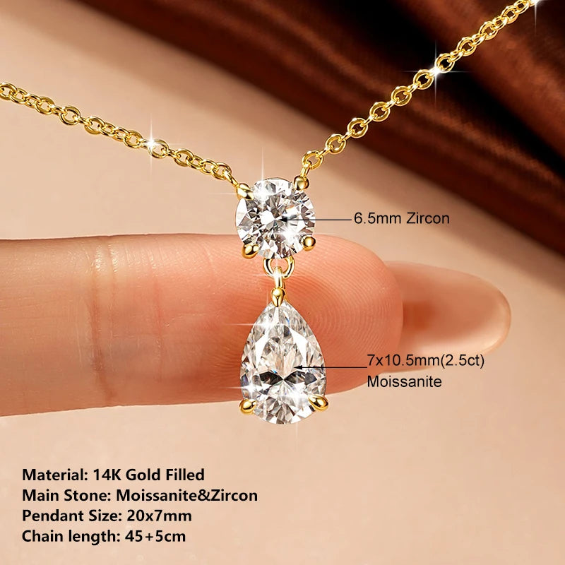 oxtao Moissanite Pendant Necklace — 14K Gold Filled Jewelry for Women