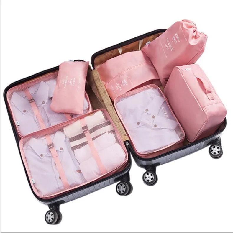 7-Piece Travel Bag Organizer Set — Durable Suitcase Storage Cubes