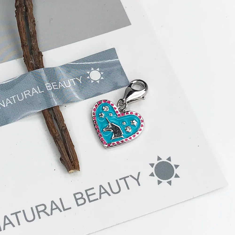 Thaddaeus Blue Heart Unicorn Charm — 925 Sterling Silver Dangle Pendant