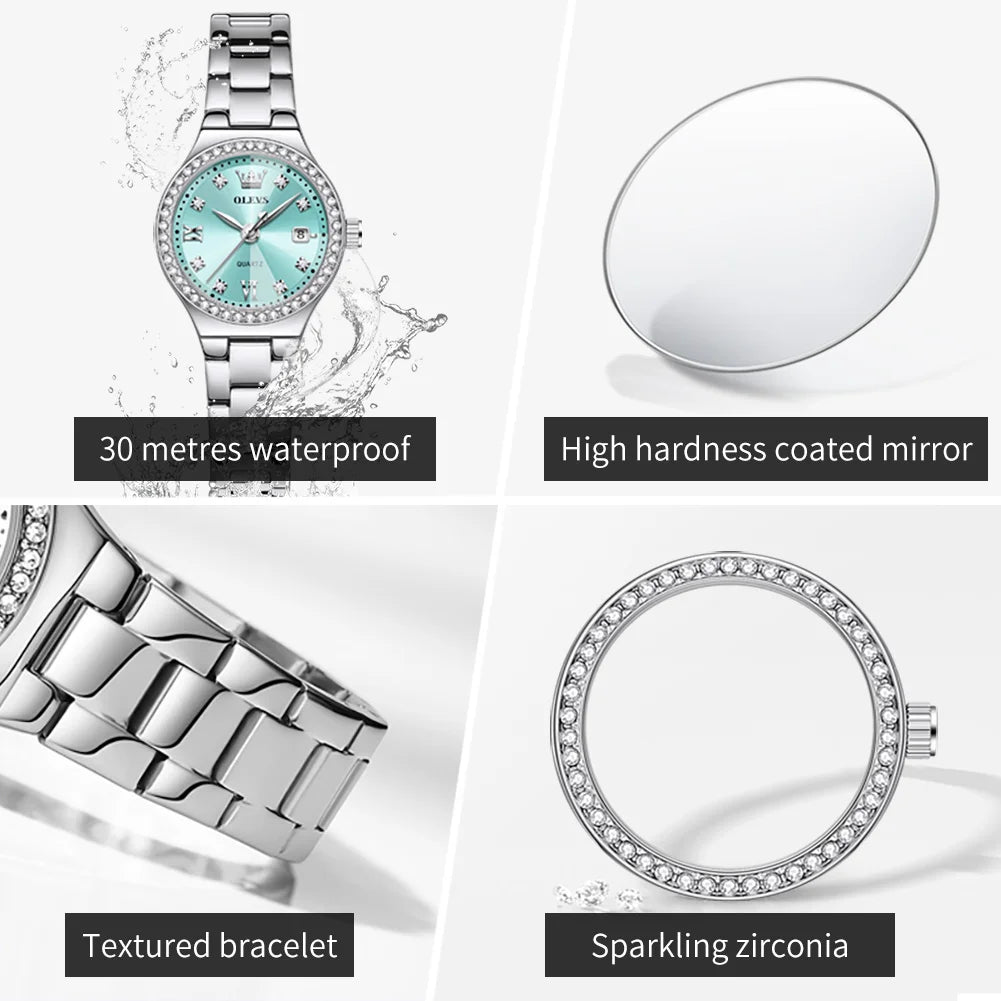 OLEVS 5628 Women's Quartz Watch — Elegant Stainless Steel Jewelry Gift