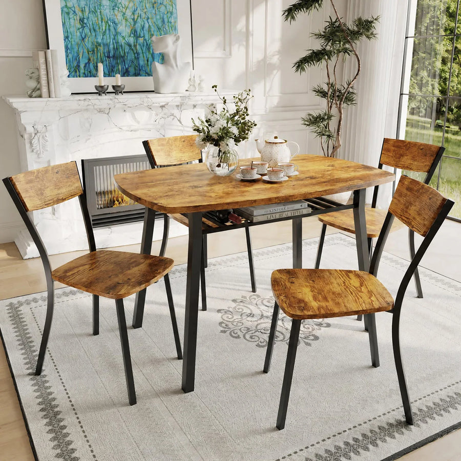 HiMISS 5 Piece Dining Table Set — Space-Saving Kitchen Set with Storage