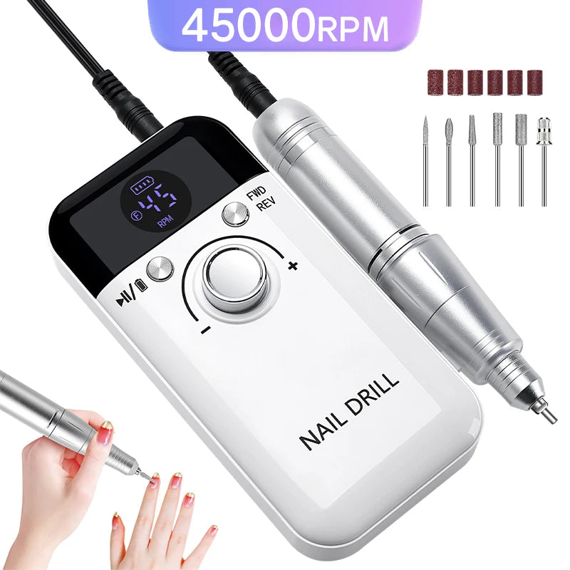 DianaBeauty Professional Nail Drill Machine — High Speed 45000RPM Portable Manicure Kit