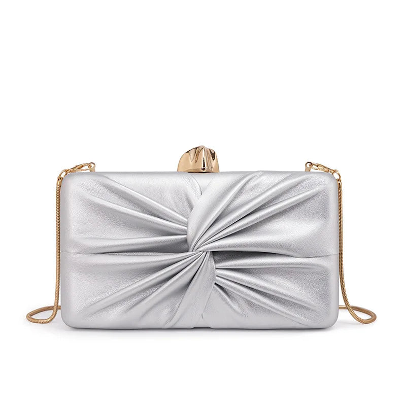 LUNHA Women's Evening Clutch Bag — Elegant Knot Design with Chain Strap
