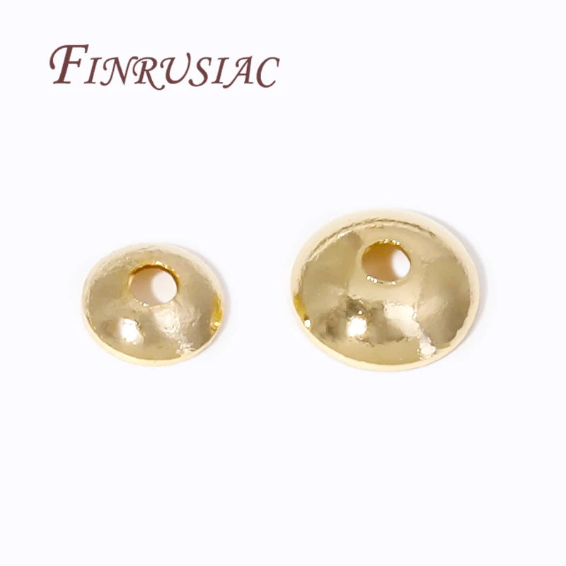 FINRUSIAC Gold Plated Brass Bead Caps — Round Jewelry Findings for DIY Necklaces