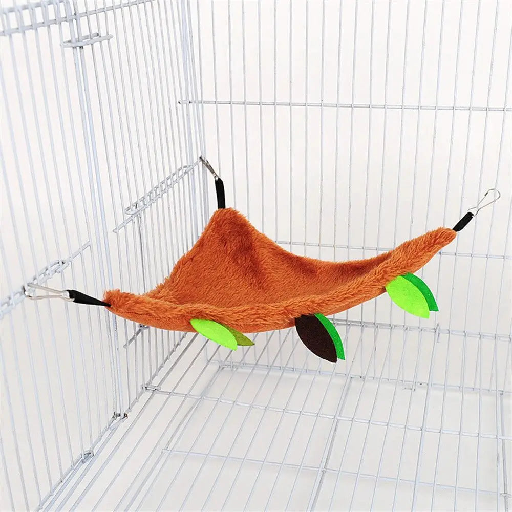 Small Animal Hanging Hammock Set — Soft Plush Cage Bed & Tunnel