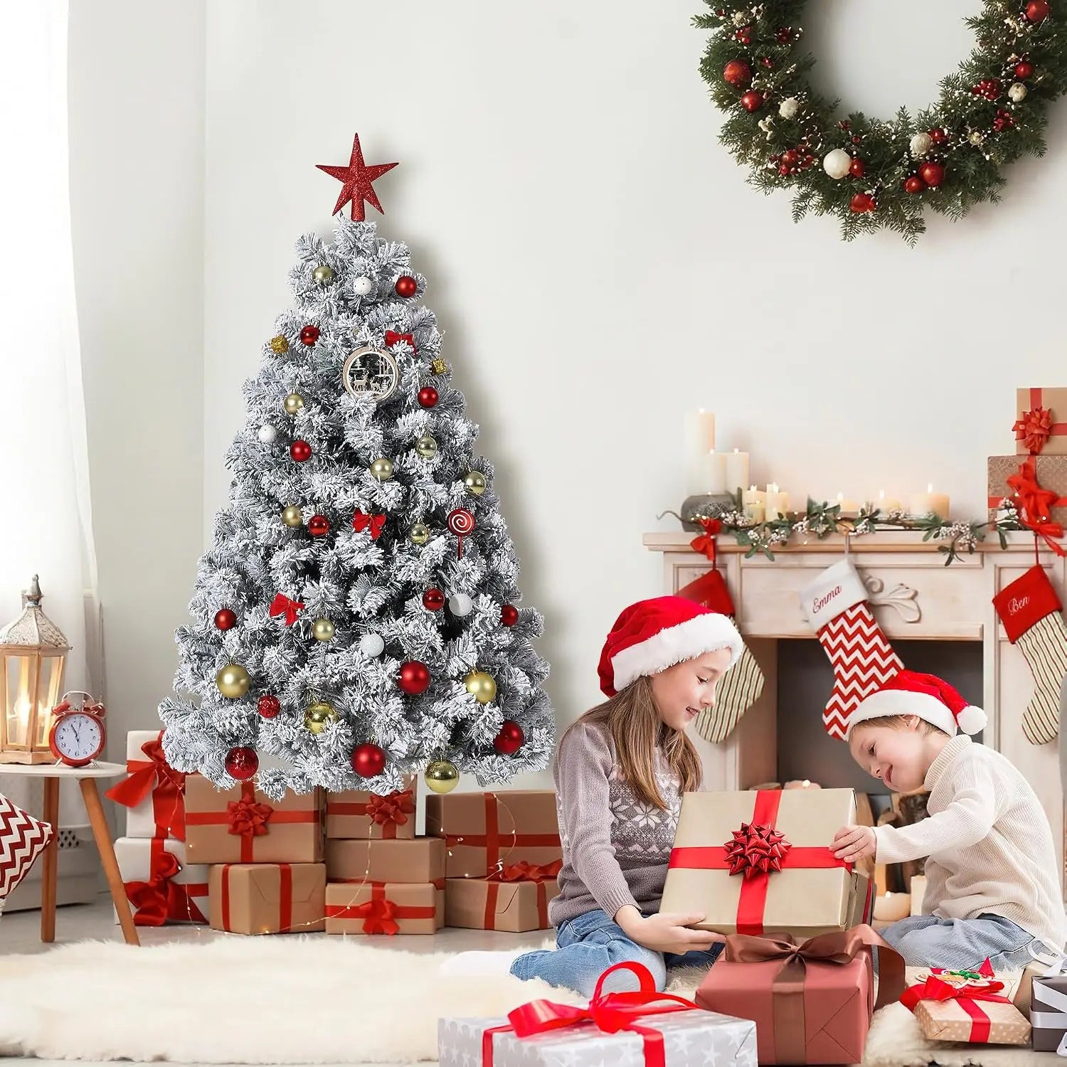 Artificial Spruce Christmas Tree — Pre-Lit with Dimmable LED Lights