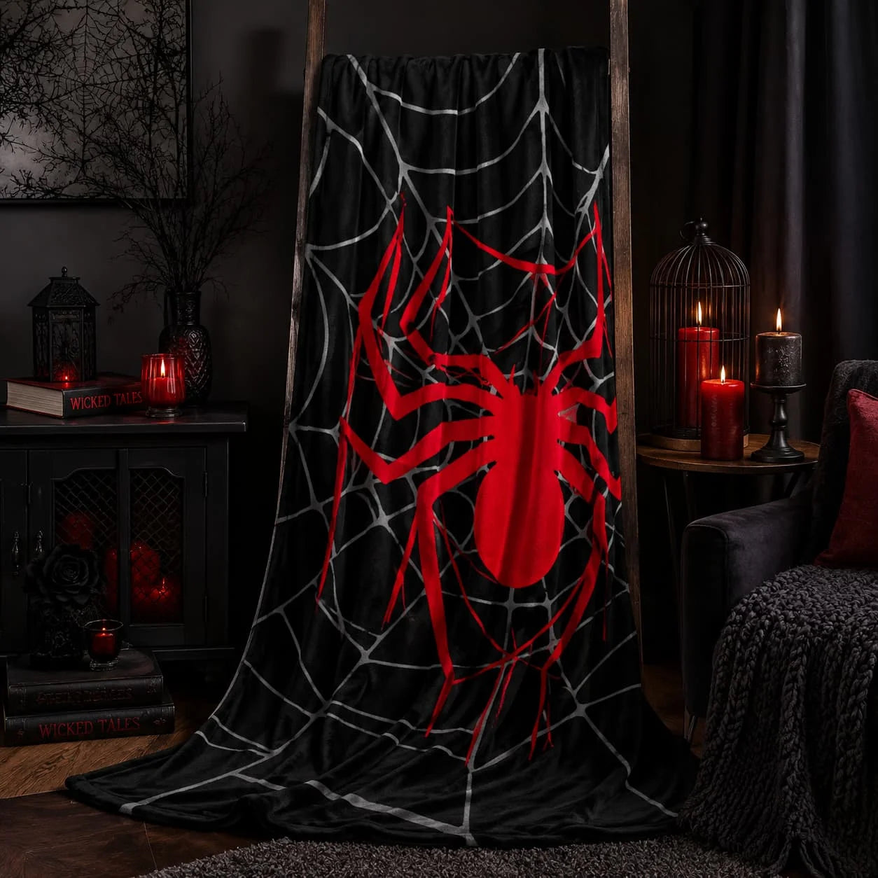 Soft Flannel Spider Print Blanket — Cozy Travel & Home Throw