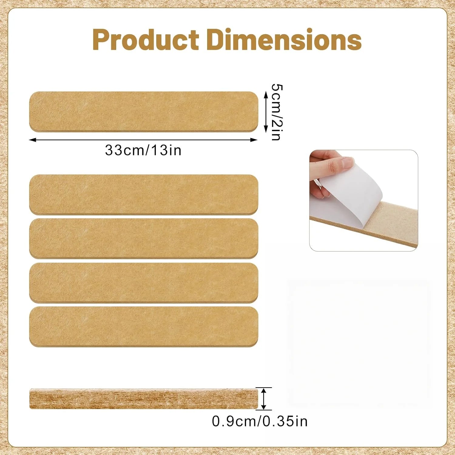 Self-Adhesive Cork Bulletin Boards — Frameless Wall Organizer, 5-Piece Set