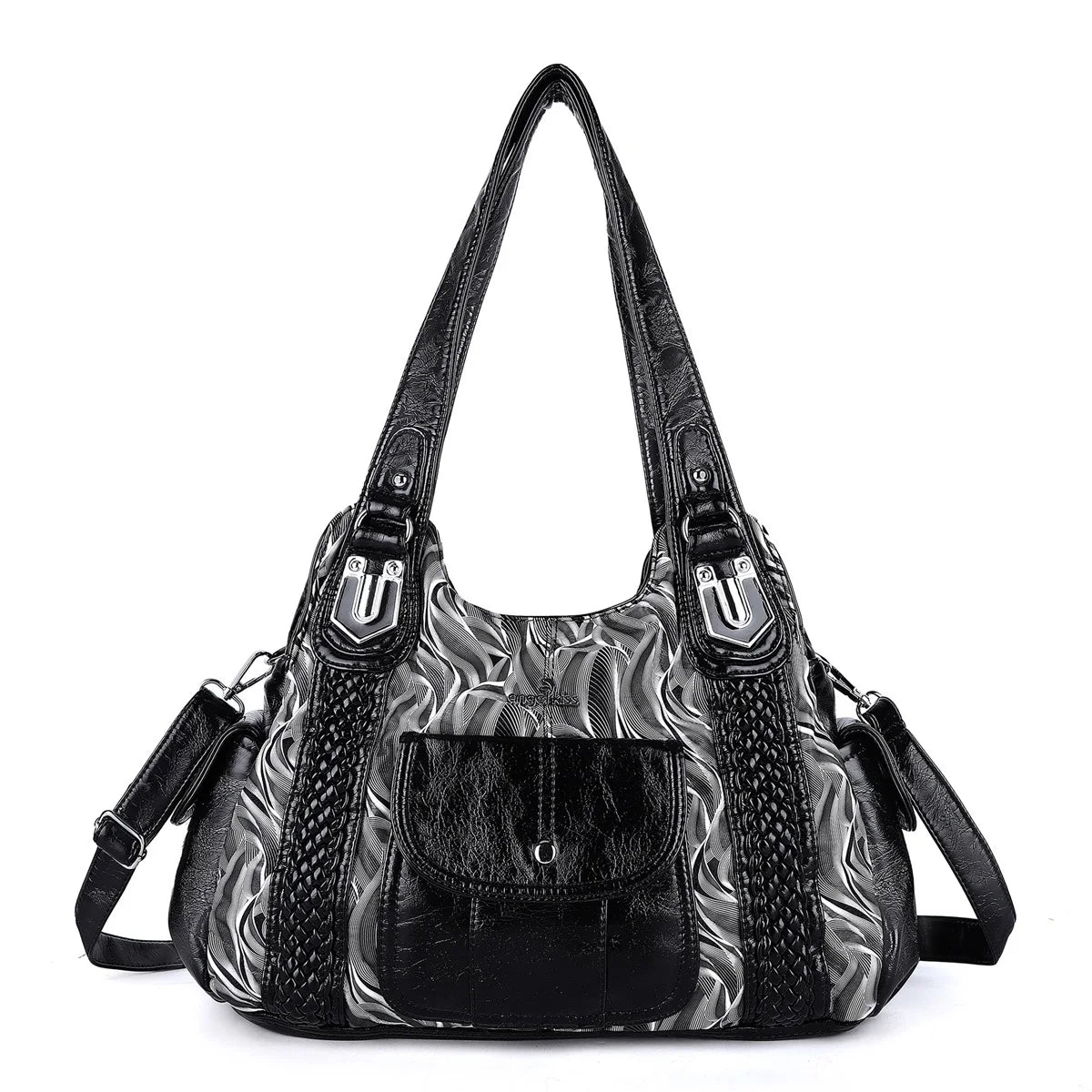 Venn Angel Women's Soft Washed Leather Hobo Bag — Multi-Pocket Shoulder Crossbody
