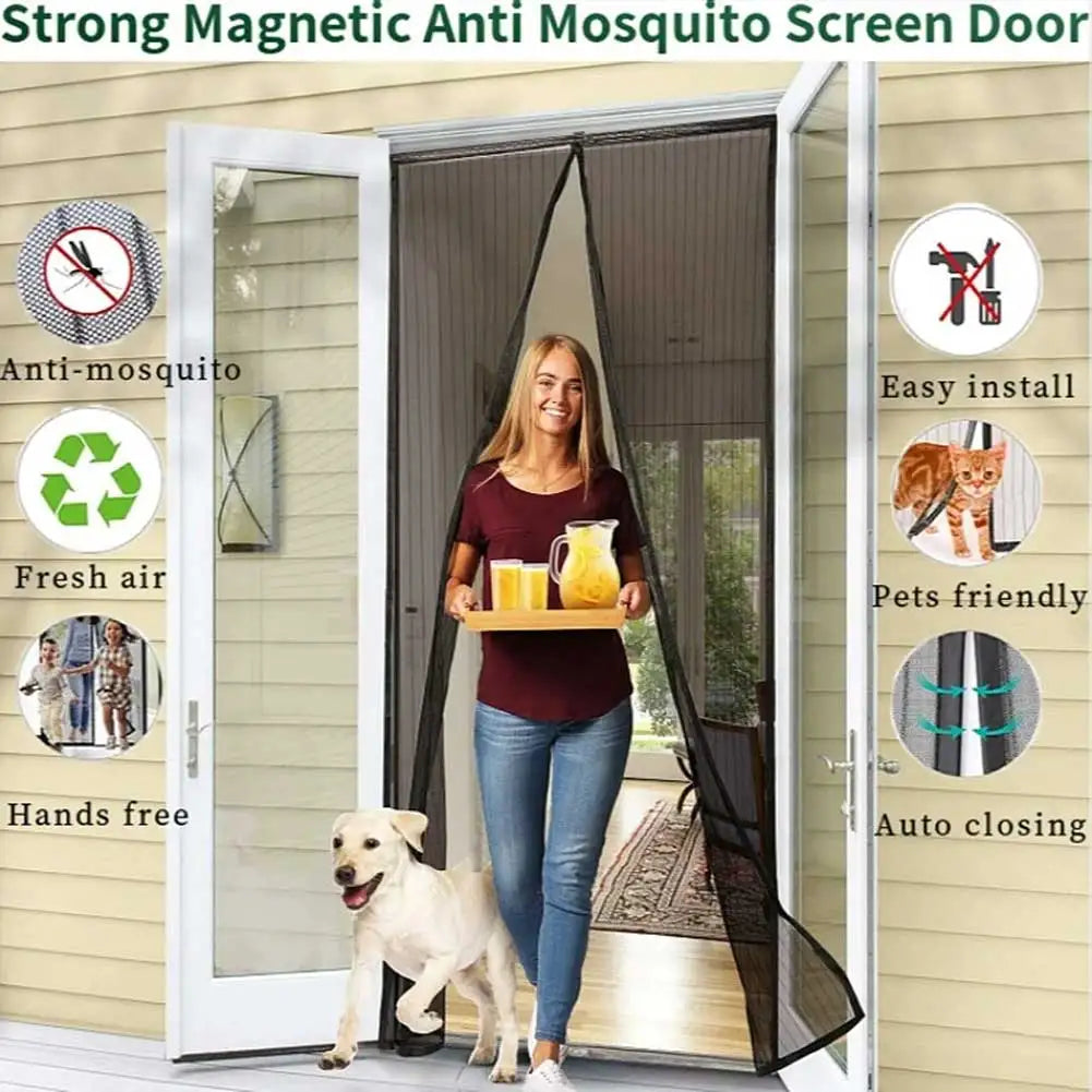 Magnetic Mesh Door Curtain — Automatic Closing Insect Screen