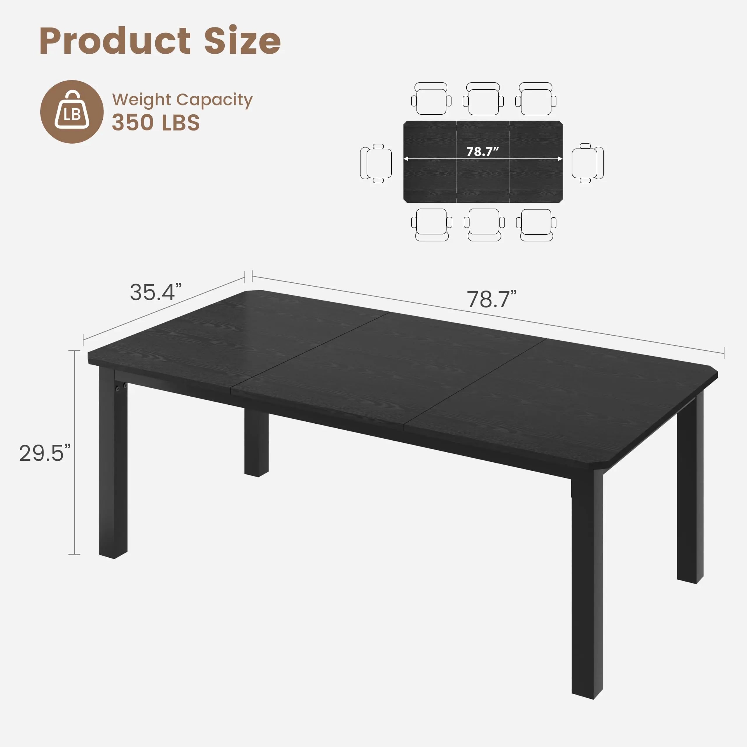 HiMISS Industrial Dining Table — Large Wood Grain Desk with Metal Frame