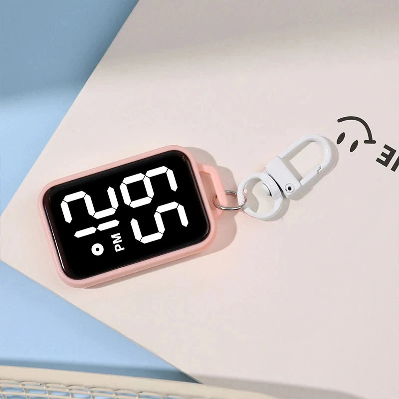 Digital LED Keychain Pocket Watch — Luminous Touch Display Pendant