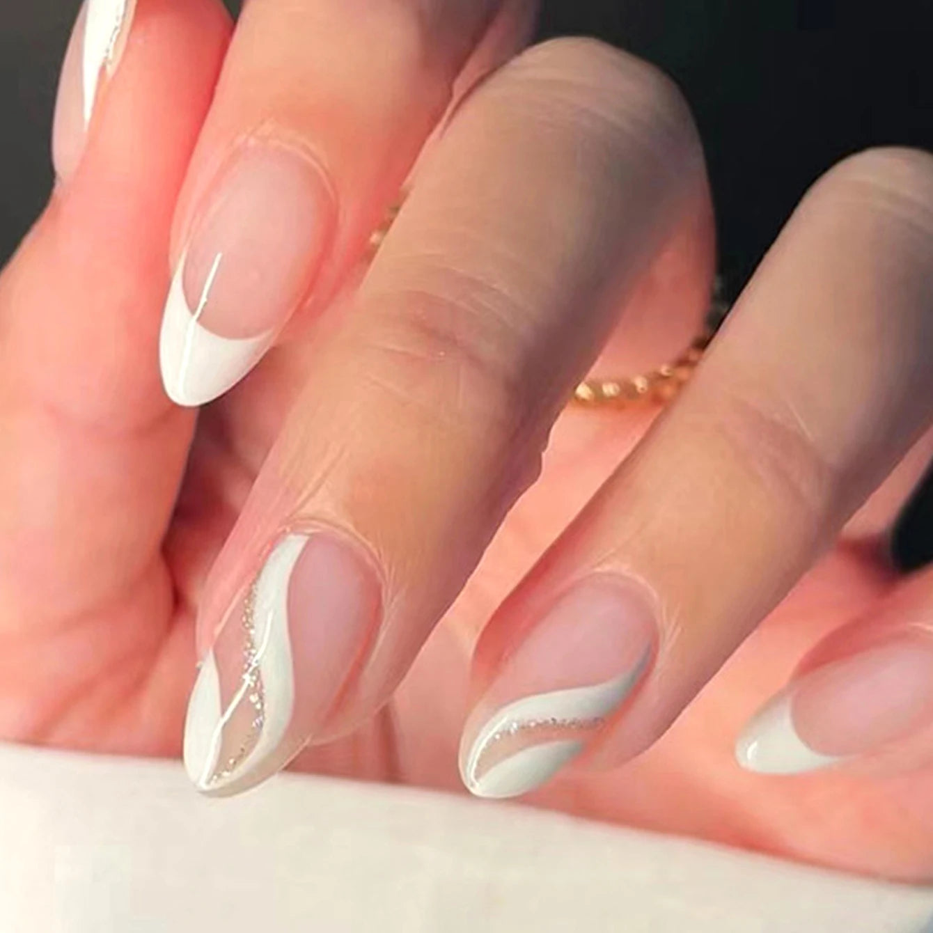 French Style Press On Nails — Glossy Nude Tip Manicure Set
