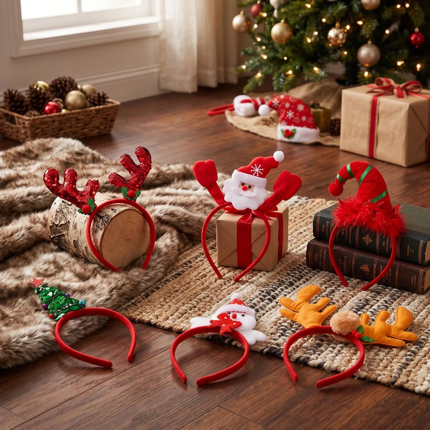 Joyfy Christmas Headband Set — 8 Piece Holiday Party Accessory Kit