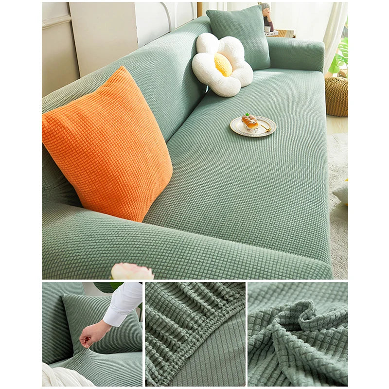Elastic Jacquard Fabric Sofa Cover — Stretchable Slipcover for Living Room