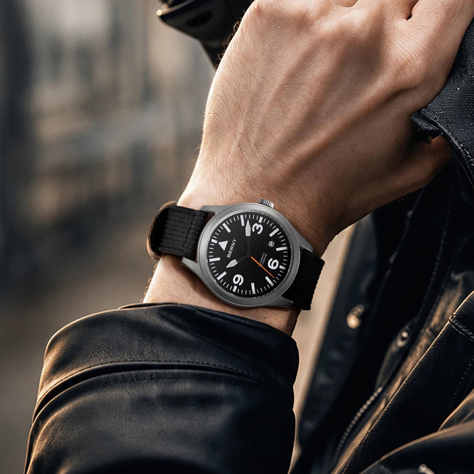 BERNY Full Titanium Automatic Watch — Sapphire Glass & Luminous Aviation Style